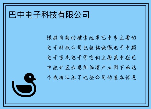 巴中电子科技有限公司